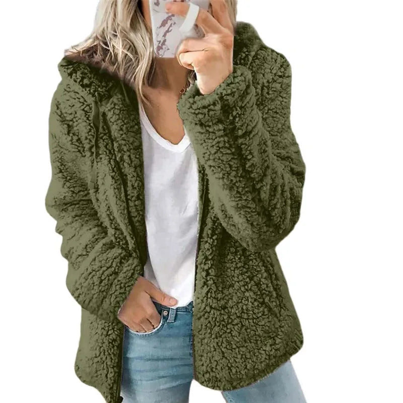 Nuevo Abrigo grueso con capucha y cremallera para mujer, ...