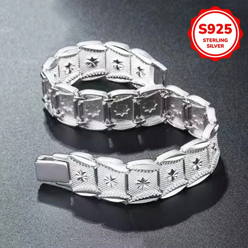 Pulsera elegante de plata de ley 925 con diseño de moneda...