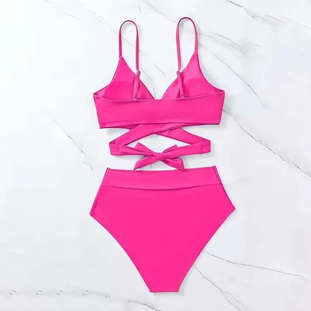 Solid color sexy women's bandeau swimsuit by Corporación Turística, featuring a sleek, stylish design for beach or pool.