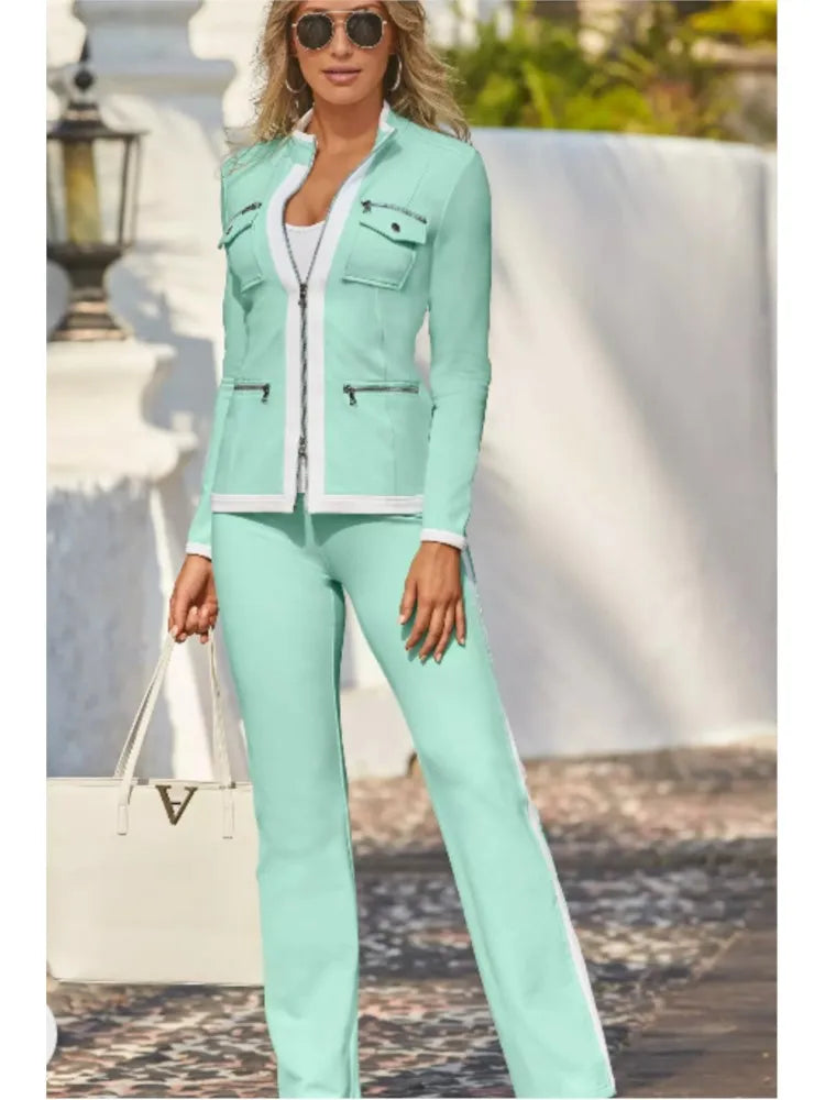 Conjunto de 2 piezas de pantalones informales de Color a ...