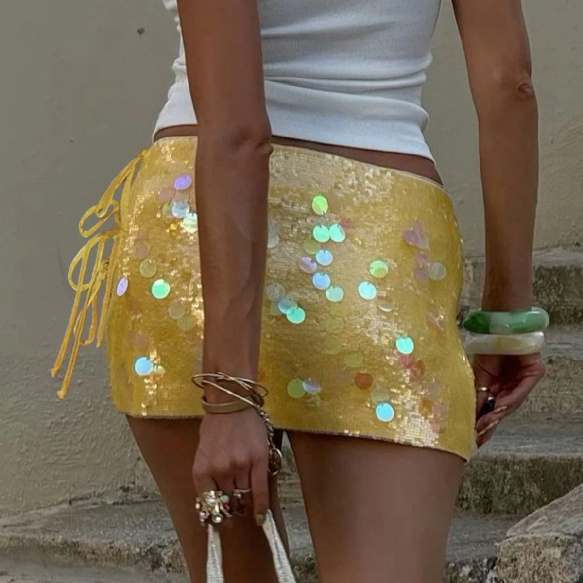 Minifaldas de lentejuelas para mujer, faldas cortas de ve...