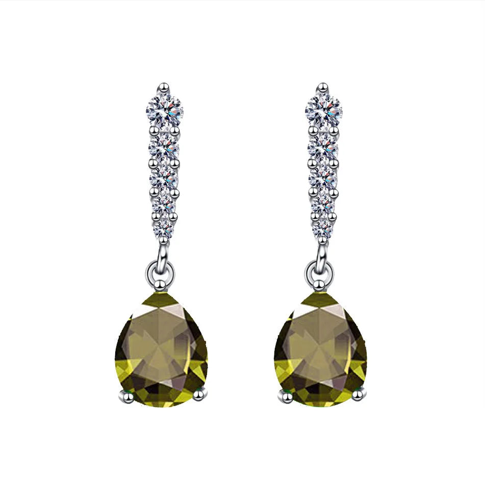 Pendientes elegantes de Plata de Ley 925 con circonita AA...