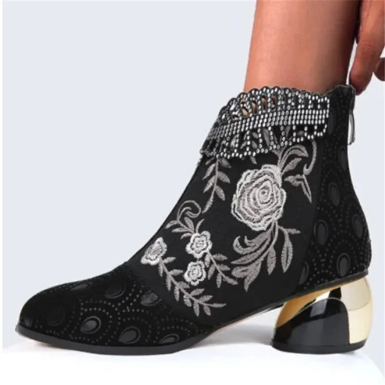Nuevos botines, zapatos De Mujer, Botas De cuero bordadas...