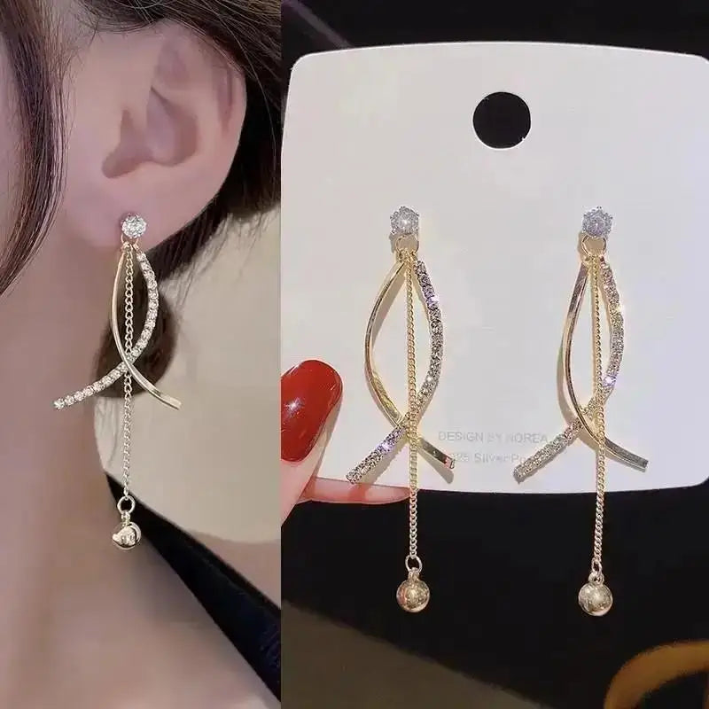 Pendientes de borla de perlas de moda coreana con aguja d...
