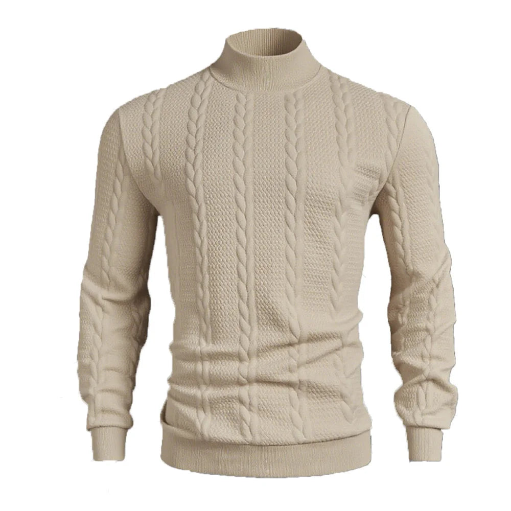 Suéter Cuello Alto Hombre: Punto Trenzado Vintage Cálido Casual Invierno - Corporación Turística