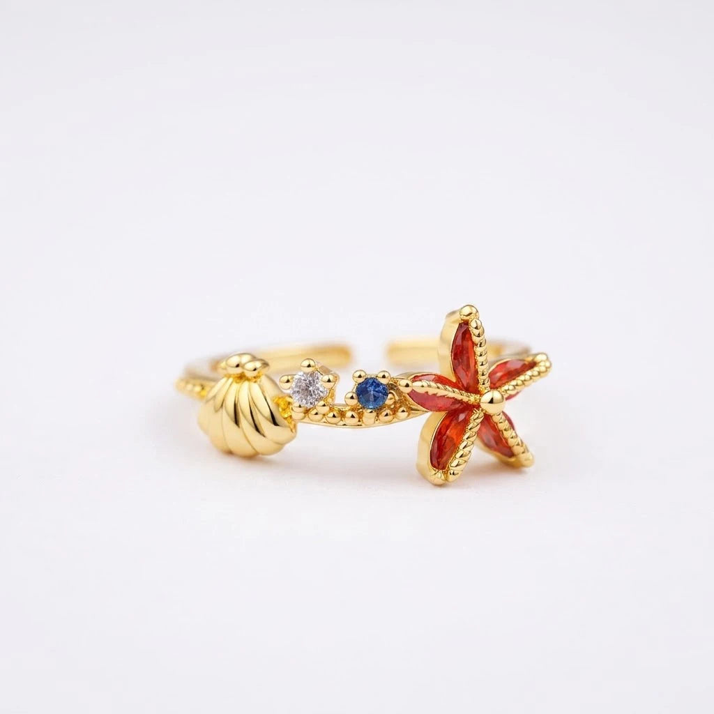 Anillo Flor Circon Colorido Ajustable Mujer Moda Vintage Regalo Joyería