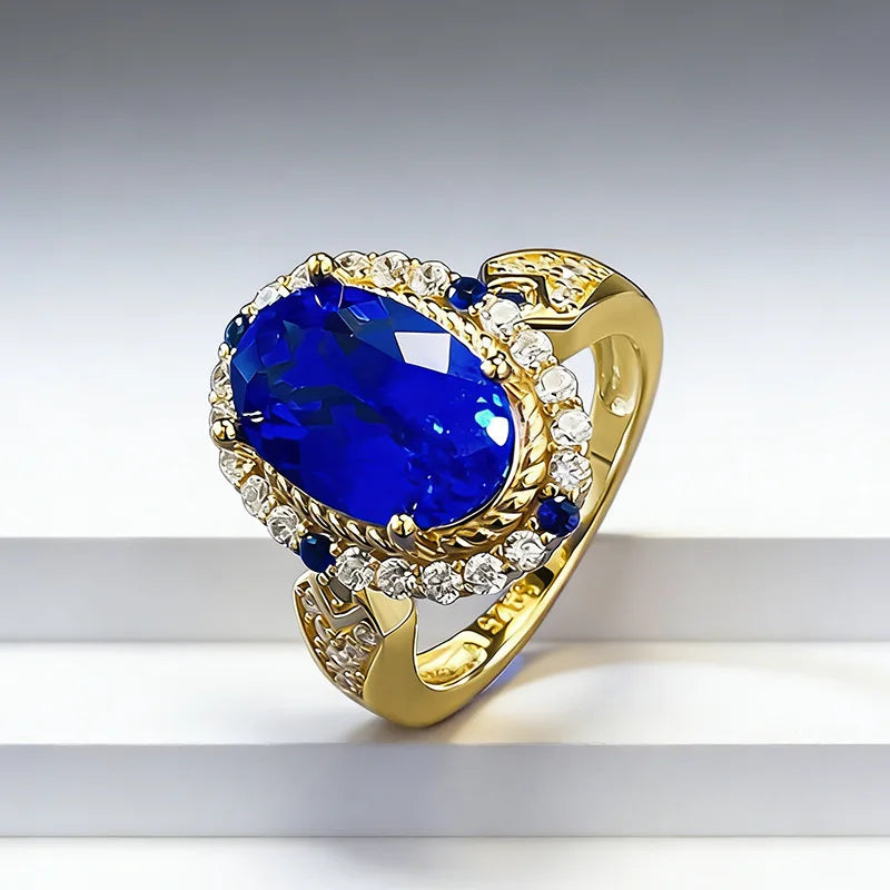 Anillo de lujo de oro macizo 9999 24K certificado con pie...