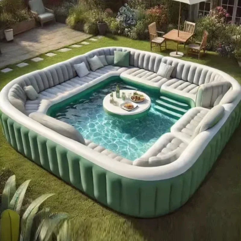 Piscina inflable con bar flotante, sofá envolvente y barr...