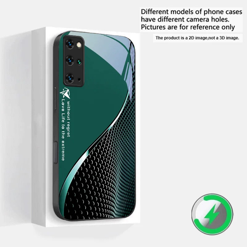 Glass MagSafe phone case with gradient effect, clear design, and precise cutouts for iPhone protection by Corporación Turística.