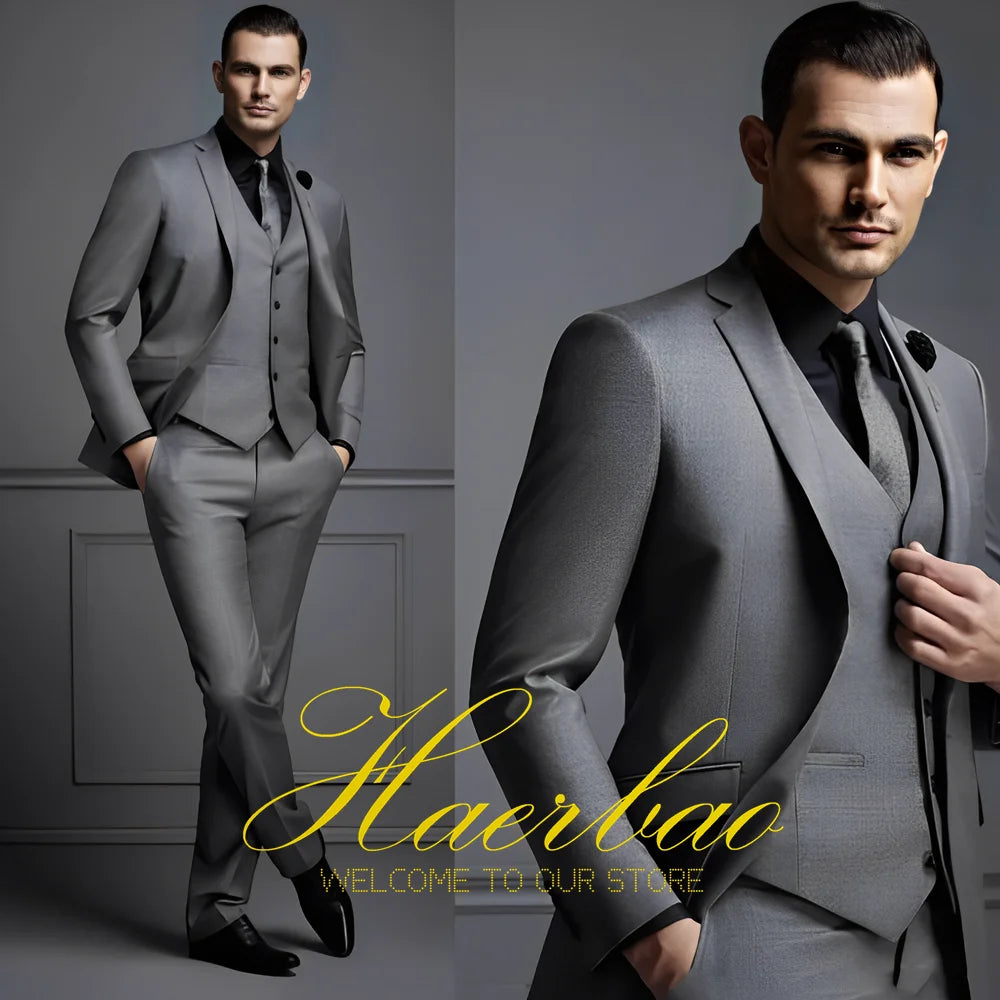 Traje de Negocios Hombre 3 Piezas: Chaqueta, Pantalón, Chaleco Formal