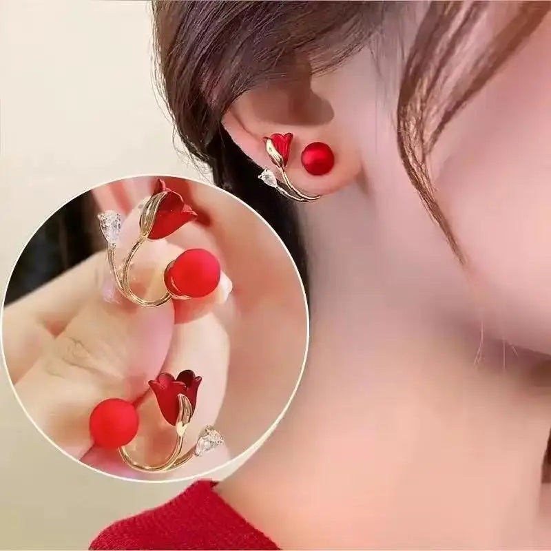Pendientes de cisne de cristal hueco de aguja de plata 92...