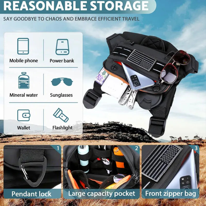 Bolsa de pecho al aire libre para hombre, bolsa frontal p...
