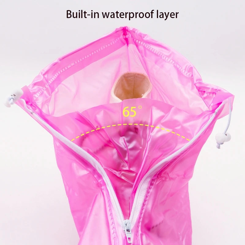 Reusable waterproof shoe covers by Corporación Turística, clear protective footwear covers for keeping shoes dry.