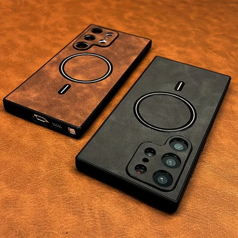 Leather PU magnetic phone case for mobile, Protects and holds smartphone securely, featuring sleek design by Corporación Turística.