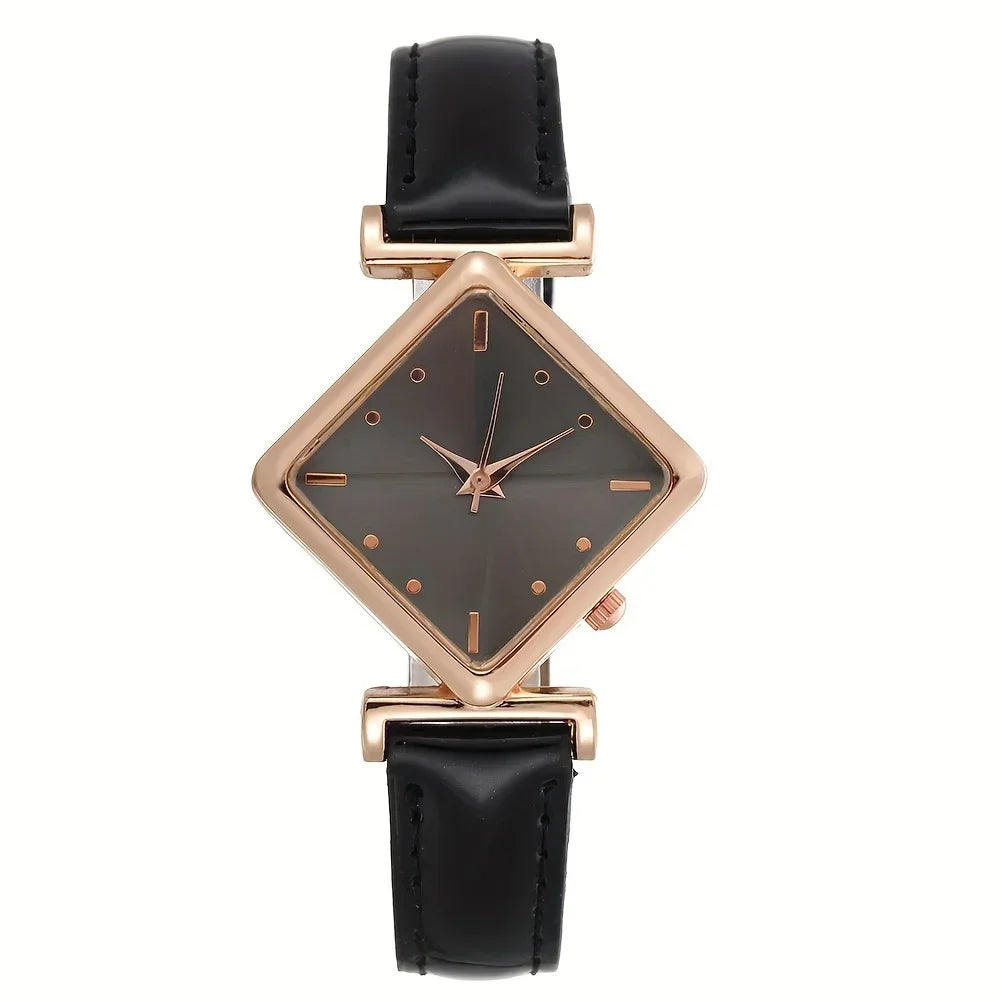 Reloj de cuarzo con puntero de rombo elegante para mujer,...