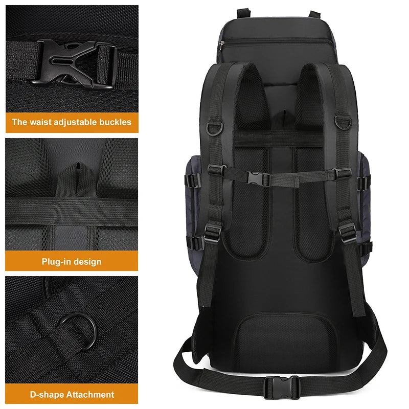 Bolsa de viaje grande de 90L, mochila para acampar, sende...