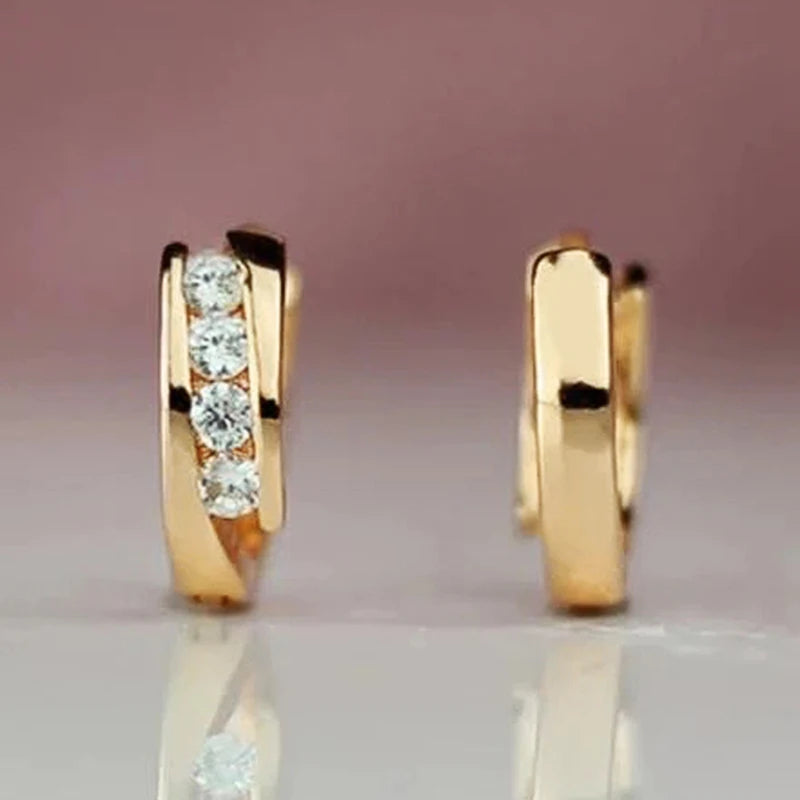 Huitan-pendientes de aro de Color dorado para mujer, aret...
