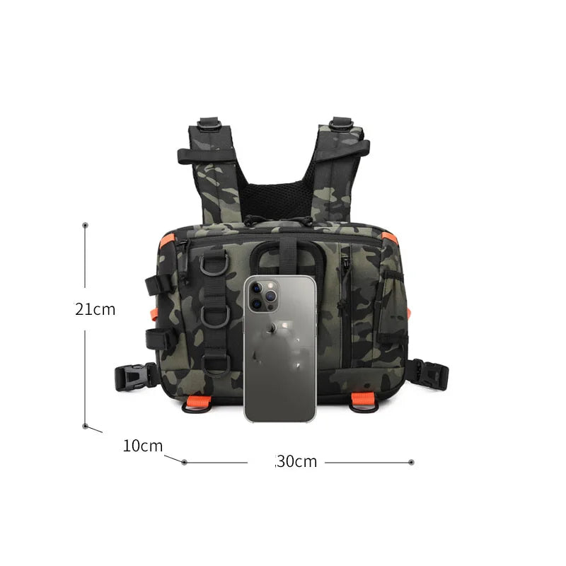 Mochila táctica de pecho para camping, chaleco frontal, b...
