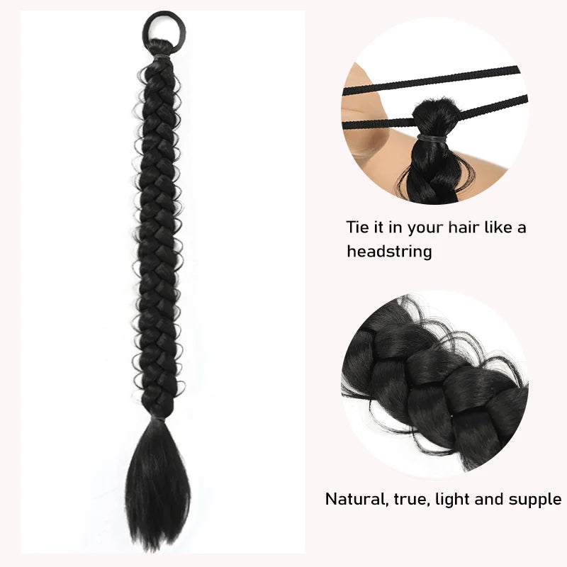 Extensiones de cabello de cola de caballo trenzadas de la...