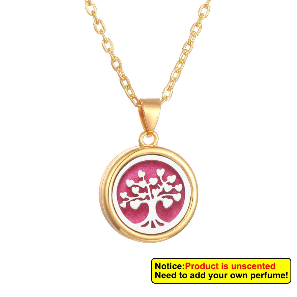 Nueva flor árbol de la vida aromaterapia difusor collar A...