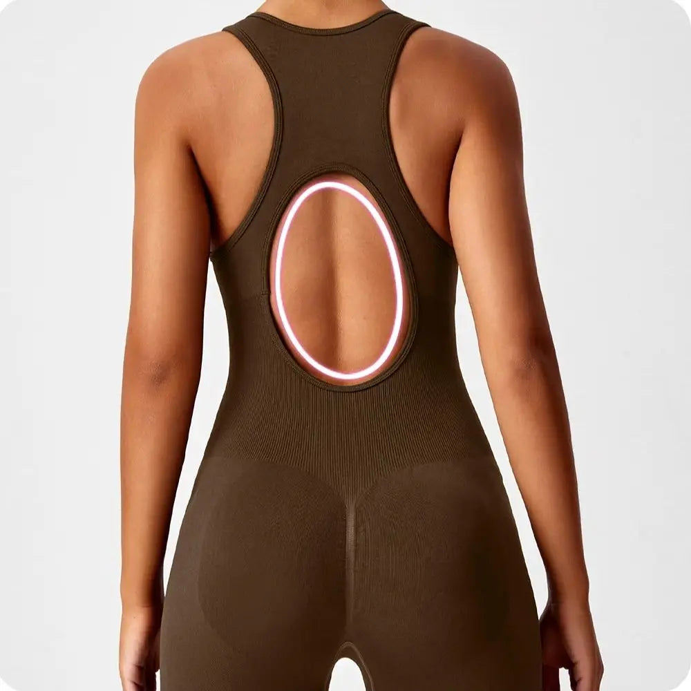 Body de yoga de una pieza con botín de melocotón sin cost...