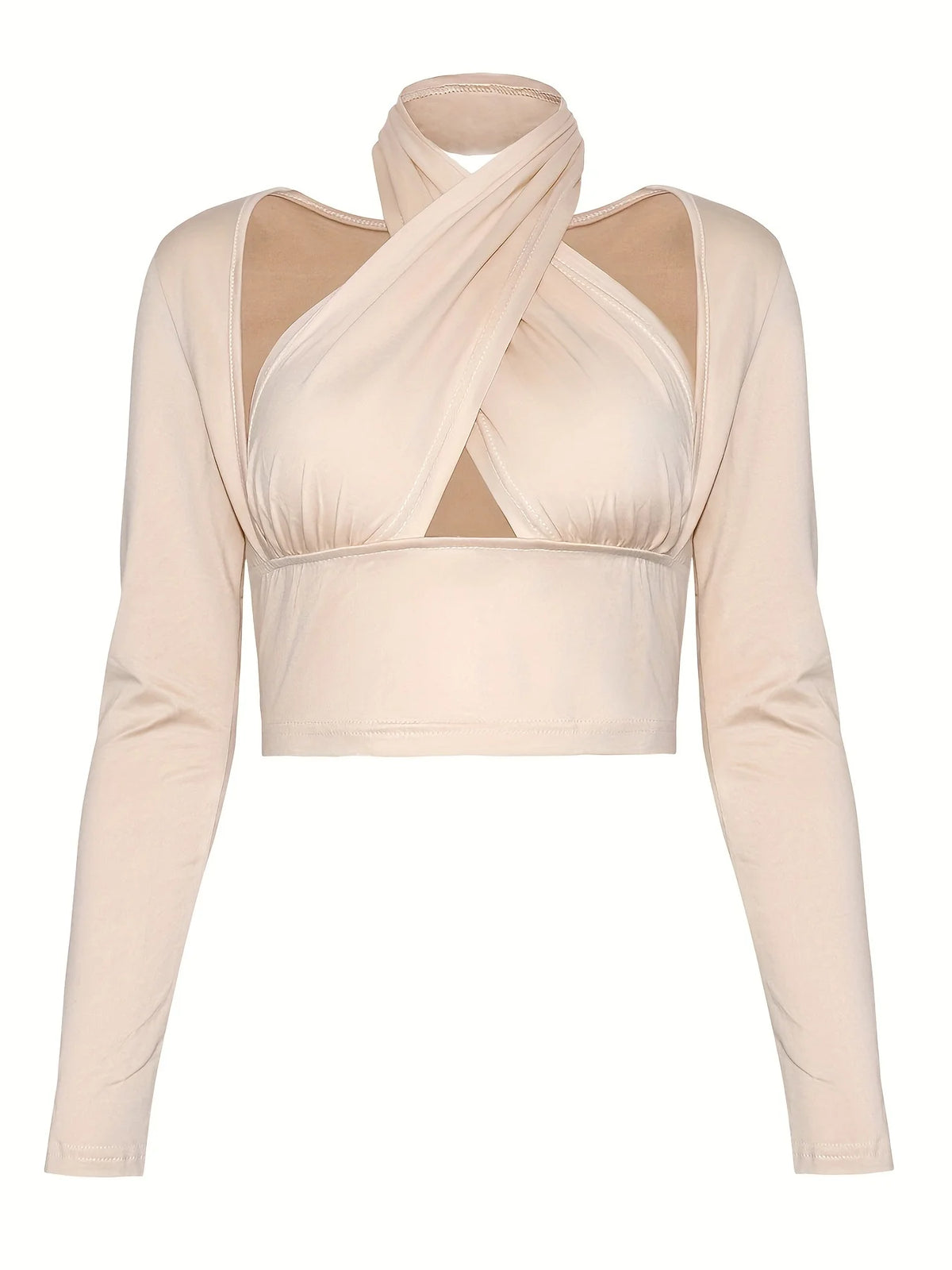 Loose-fit crossover neckline T-shirt from Corporación Turística with short sleeves, shown in a casual, relaxed style.