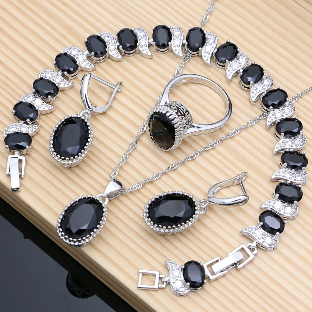 Conjunto de joyas de plata 925 Natural para mujer, pendie...