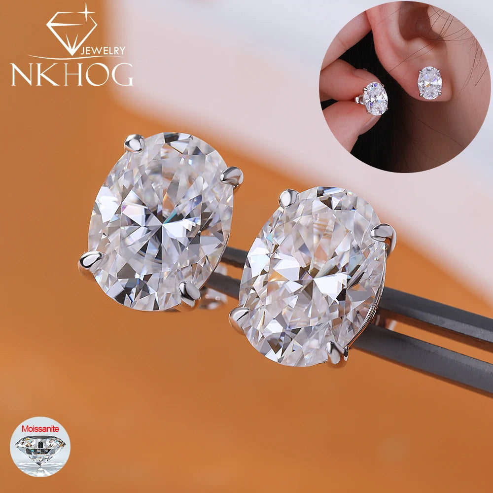 NKHOG-pendientes ovalados de moissanita de 1-4CT, pendien...