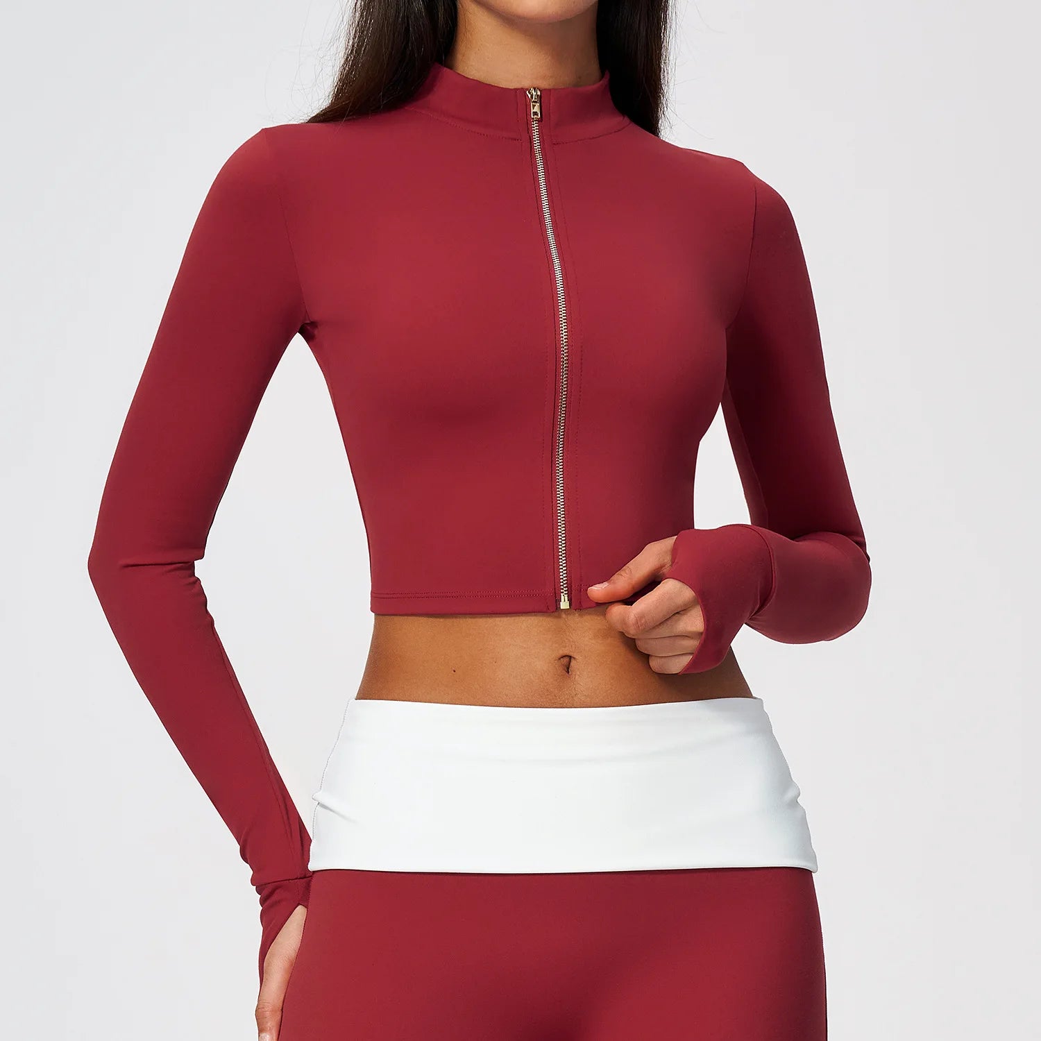 Camiseta Deportiva de Manga Larga para Mujer, con Cierre ...