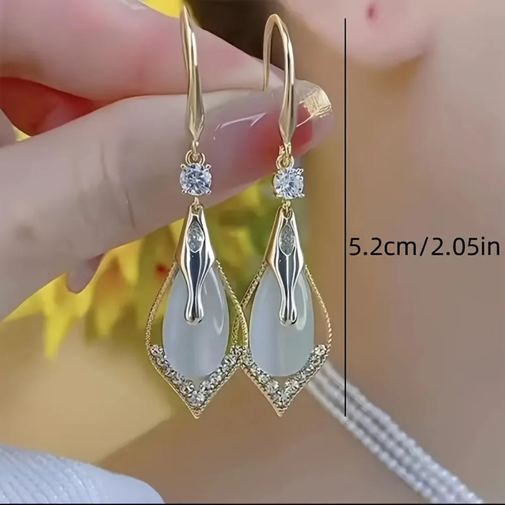 Pendientes colgantes exquisitos de piedra de ojo de gato ...
