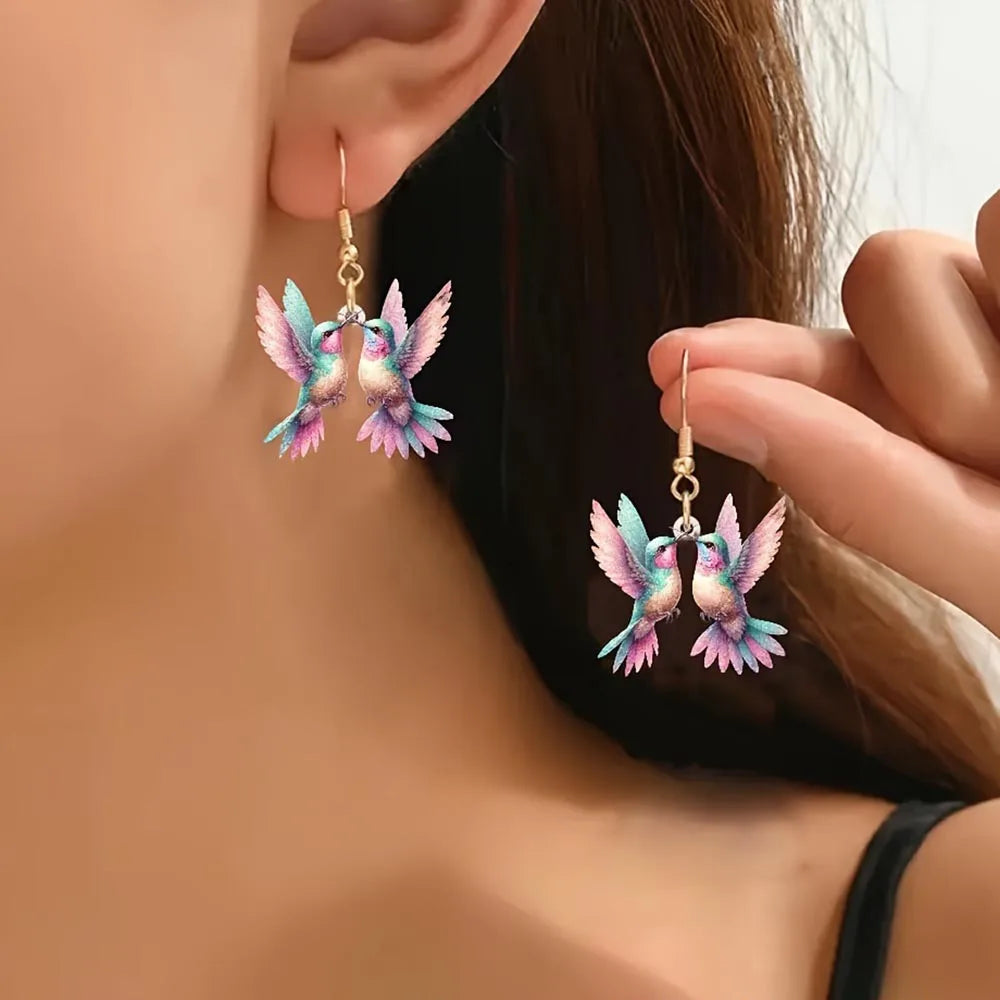 Pendientes acrílicos de colibrí, pendientes con forma de ...