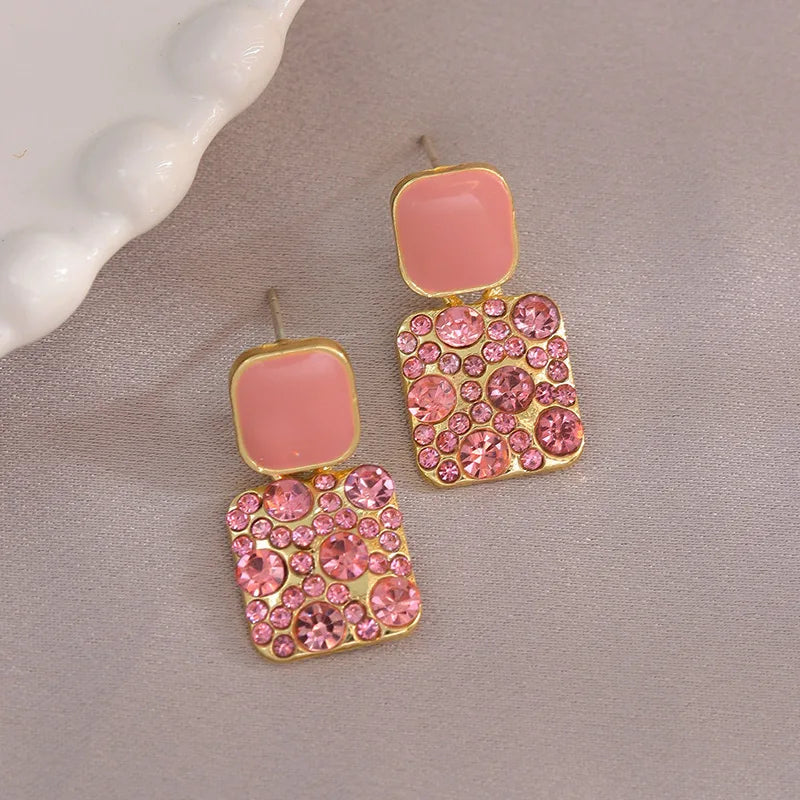Pendientes de gota de corazón de cristal púrpura para muj...