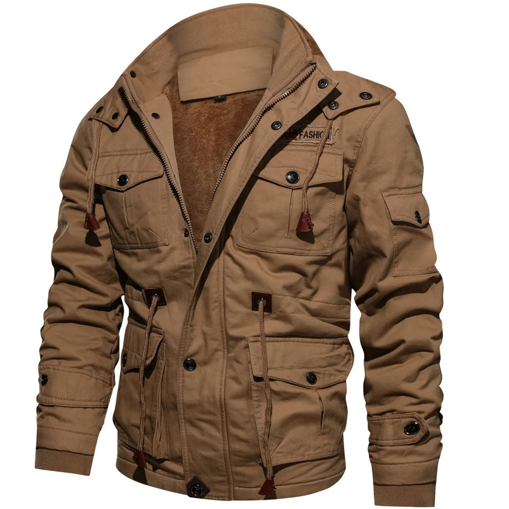 Chaqueta Cargo Invierno Hombre Polar Militar Bolsillos Múltiples