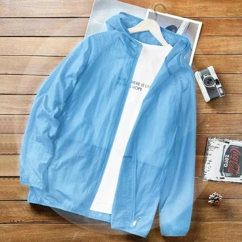 Waterproof camping rain jacket for men and women by Corporación Turística, lightweight outdoor rainwear with adjustable hood.