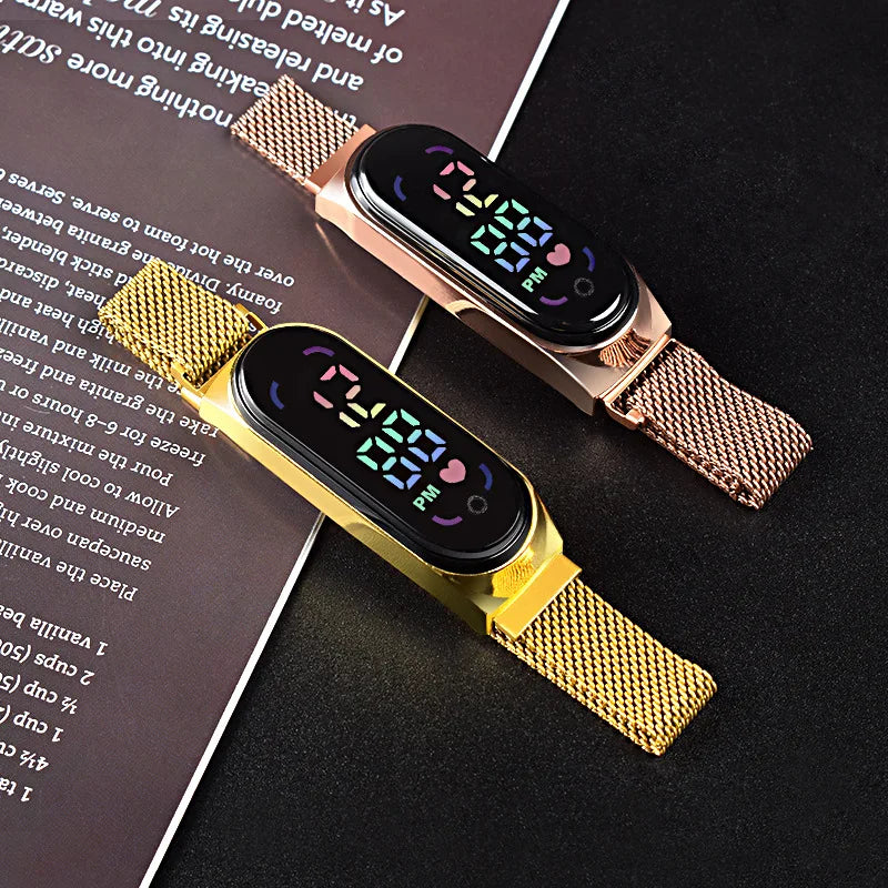 Reloj electrónico LED magnético, pulsera de aleación depo...