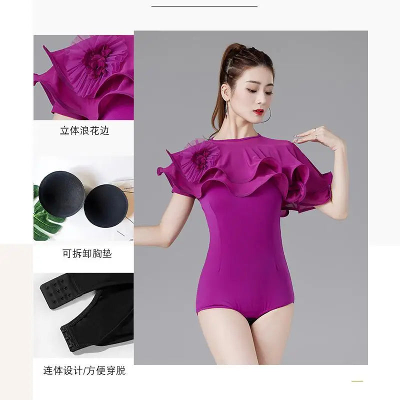 Modern women's dance leotard from Corporación Turística, featuring sleek design for contemporary ballet or dance performances.