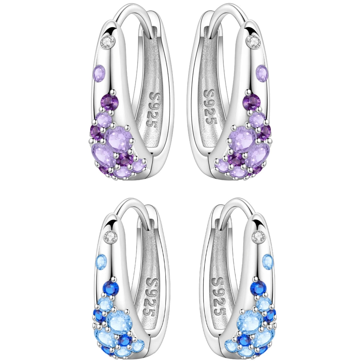 PANPOKI-pendientes de plata de ley S925 con circonita púr...