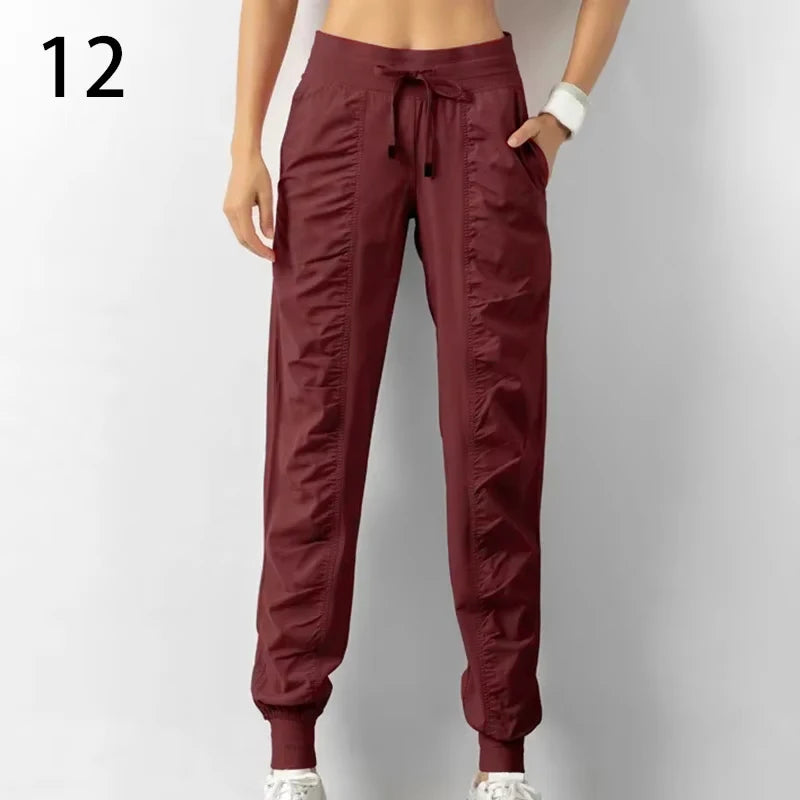 Pantalones de chándal de tela con cordón para correr, pan...