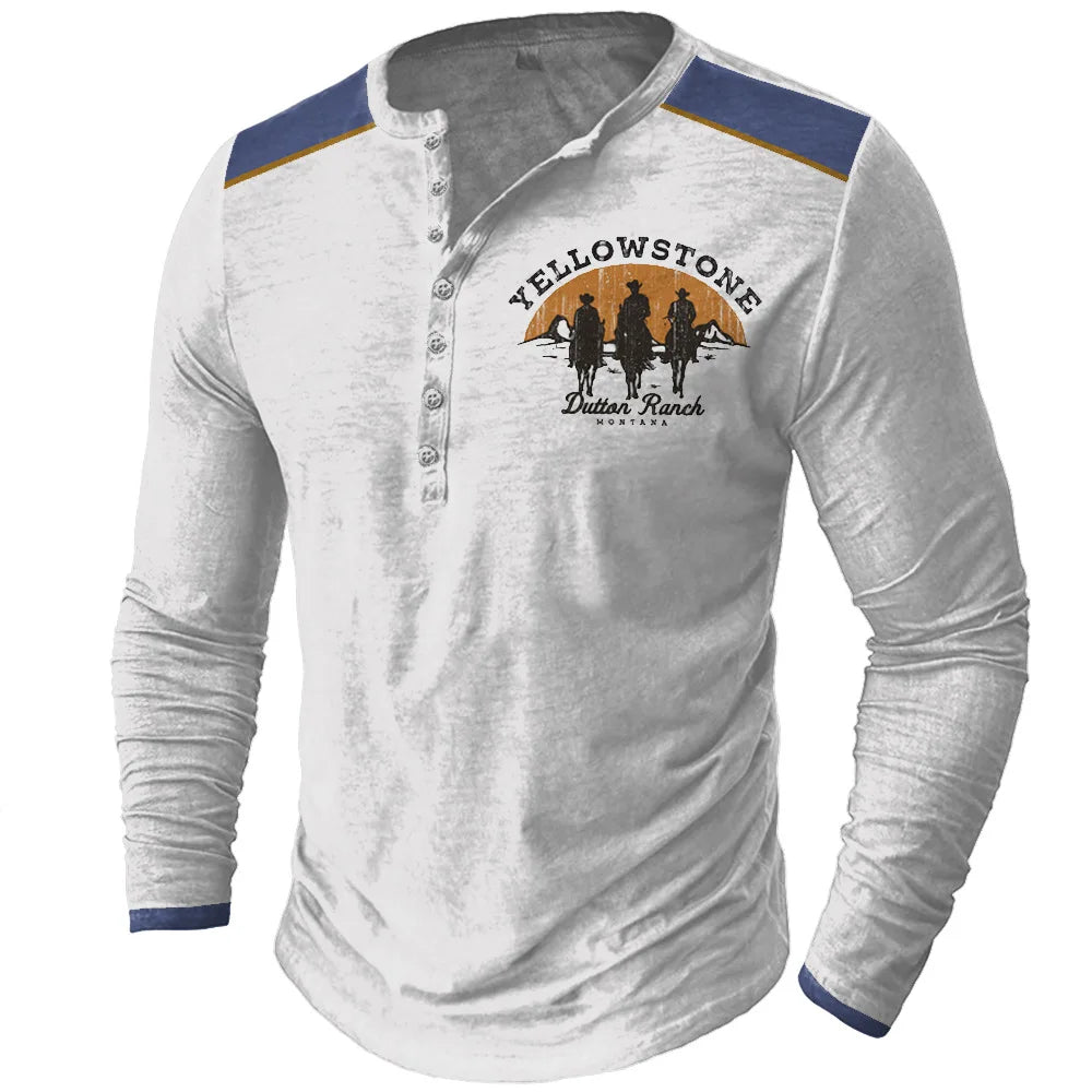 Camiseta Vintage Yellowstone Ruta 66 Hombre Manga Larga - Corporación Turística