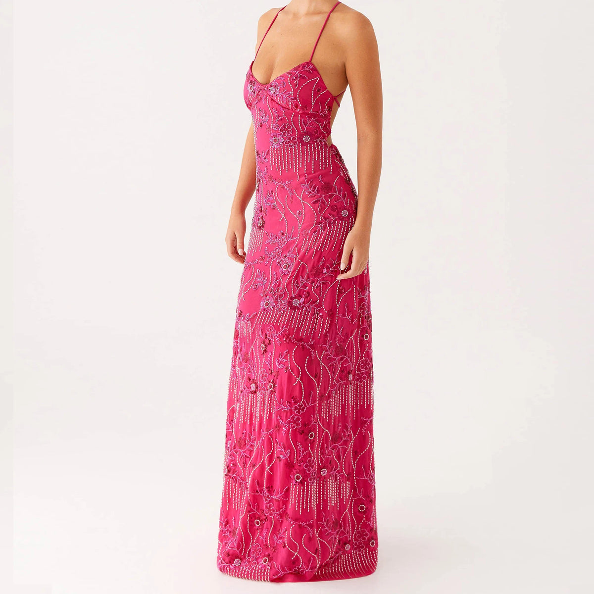 Vestidos largos elegantes con cuentas de lentejuelas para...