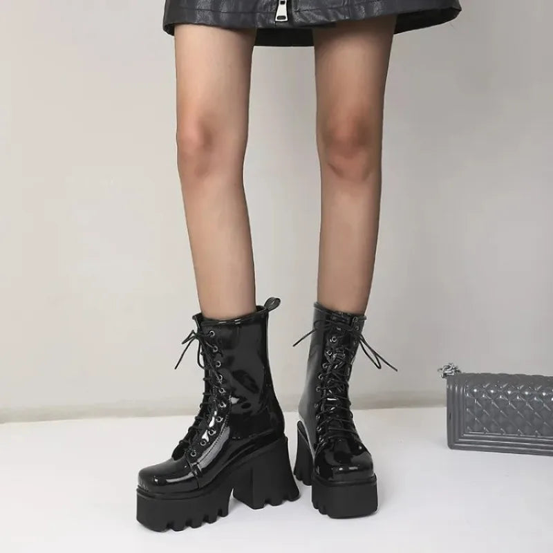 LeShion of Chanmeb, botas góticas Punk para mujer, botas ...