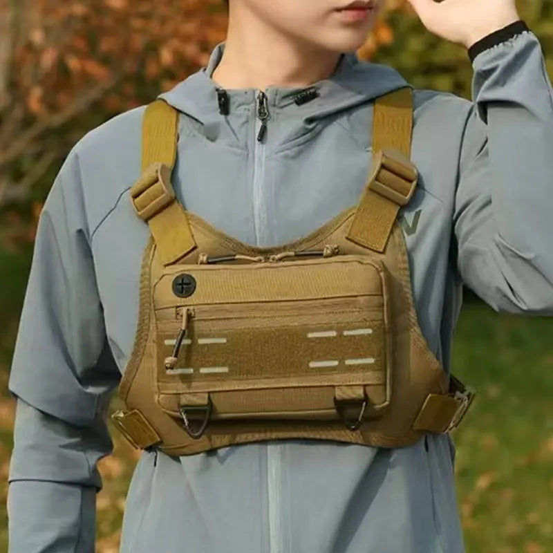 Bolsa de pecho al aire libre para hombre, bolsa frontal p...
