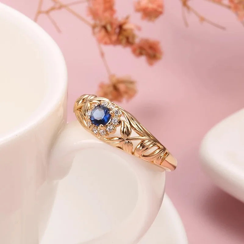 Anillo De oro auténtico De 14k con diamantes para mujer, ...