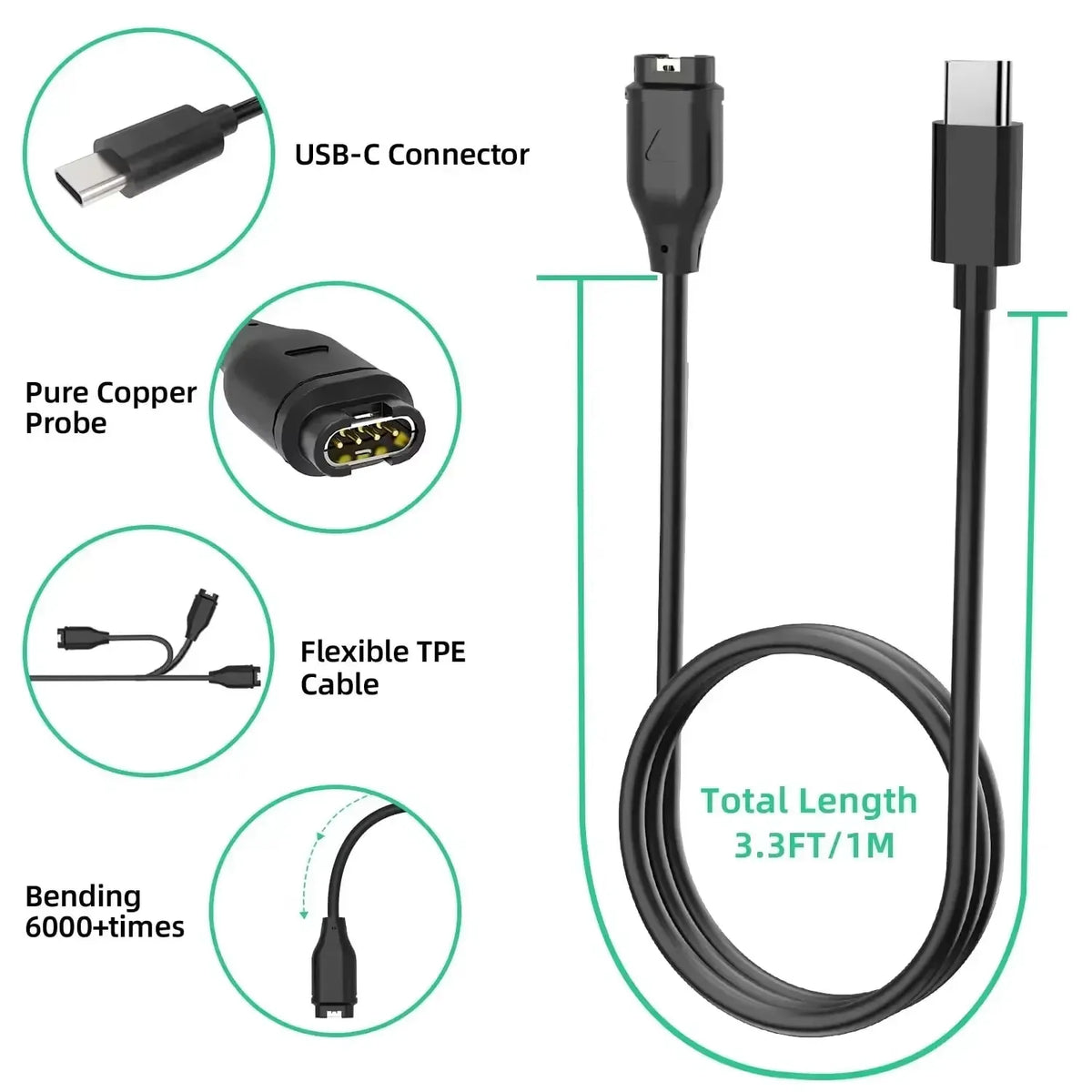 Cargador Garmin USB-C Universal Fenix 5/6/7 Pro: Carga Rápida y Portátil - Corporación Turística