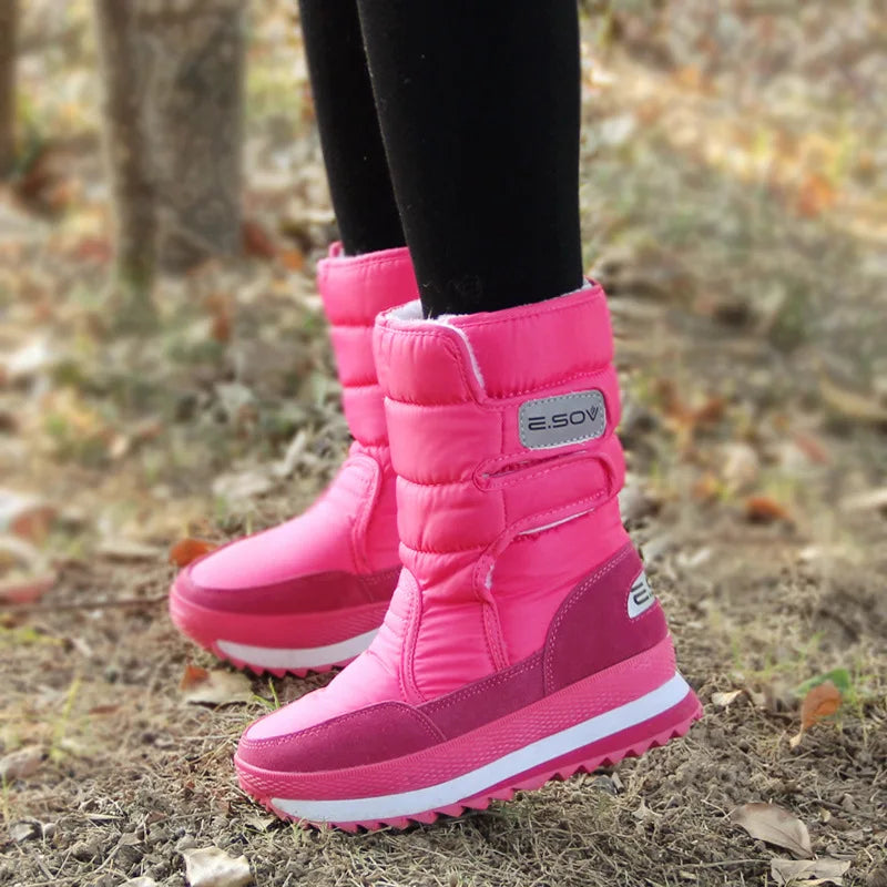 Botas de nieve gruesas de invierno para mujer, botas cáli...