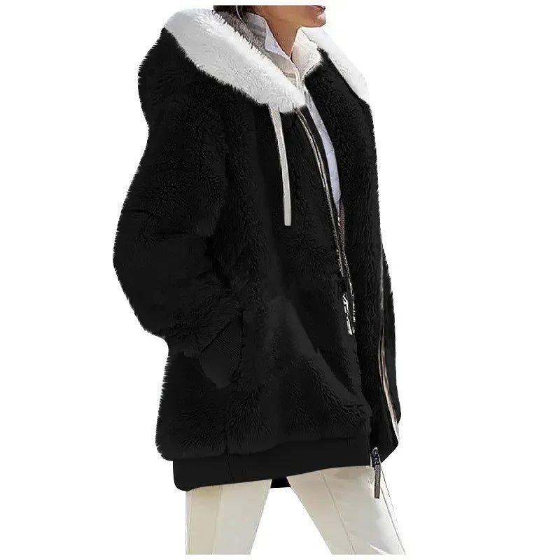 Abrigo informal con capucha y cremallera para mujer, chaq...