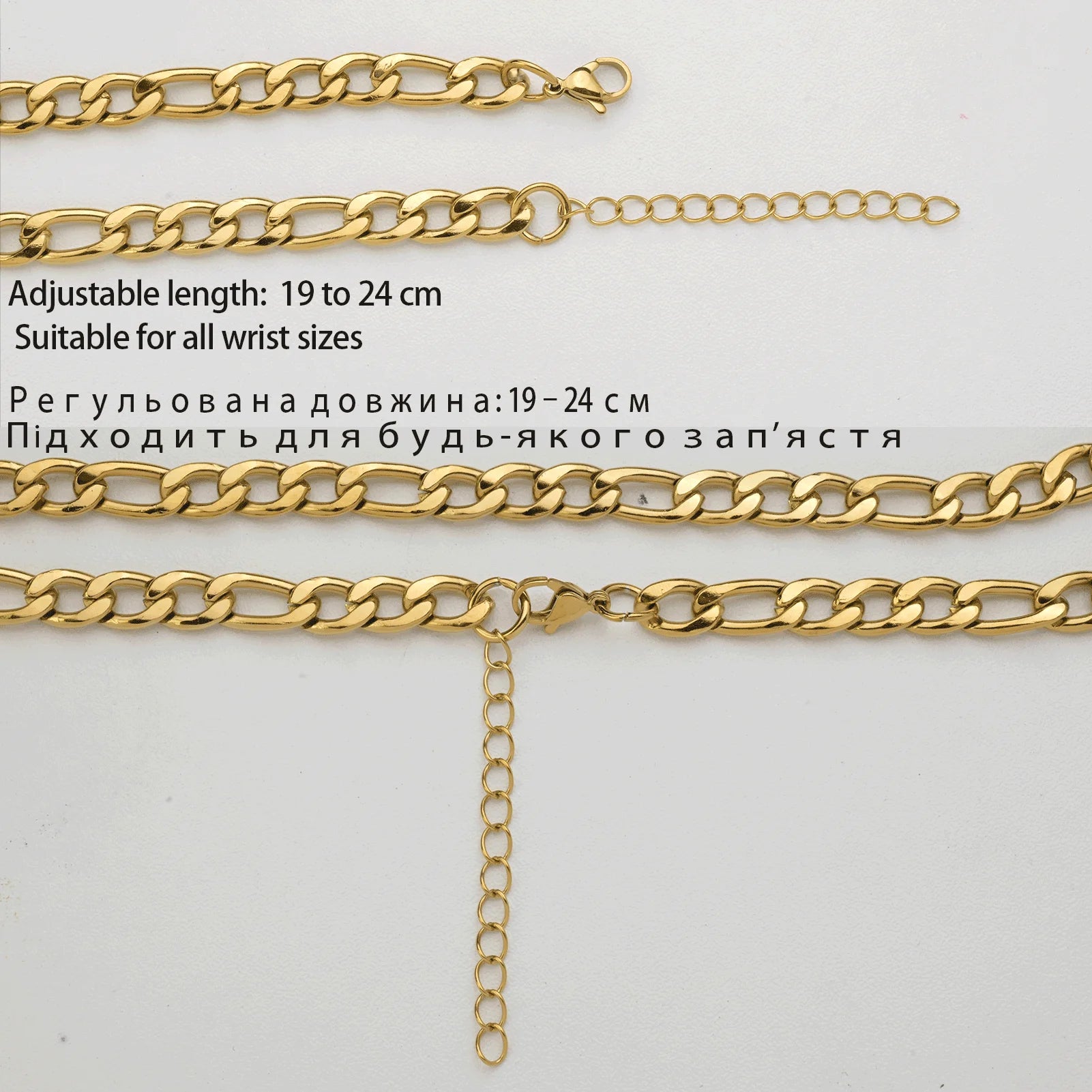 Pulsera Figaro Ajustable para Hombre y Mujer, Color Dorad...