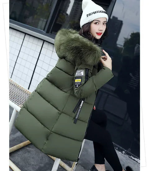 Abrigo parka de invierno para mujer con cuello de piel y ...