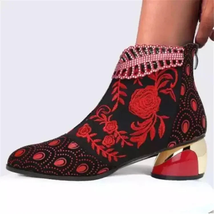Nuevos botines, zapatos De Mujer, Botas De cuero bordadas...