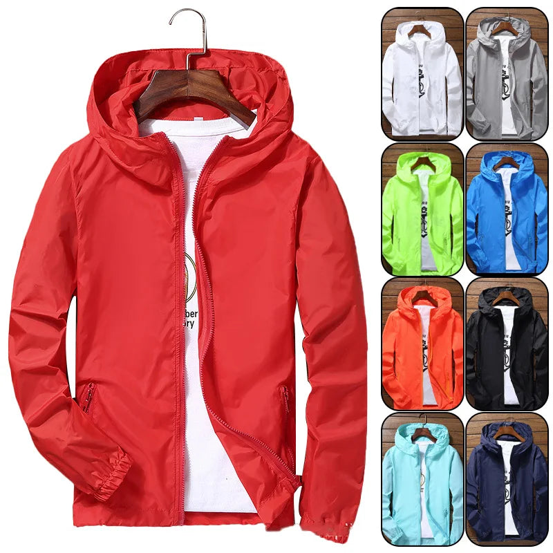 Quick-drying cycling and running jacket by Corporación Turística, lightweight waterproof protector for outdoor sports.
